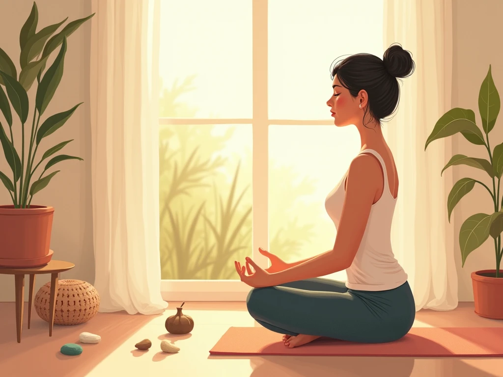 Abstract illustration of balanced daily rhythm with sun-inspired shapes